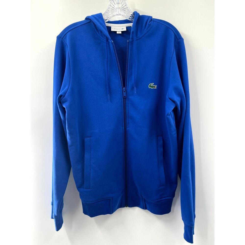 Lacoste Men’s Blue Cotton Blend Long Sleeve Full Zip Windbreaker Hoodie Jacket S